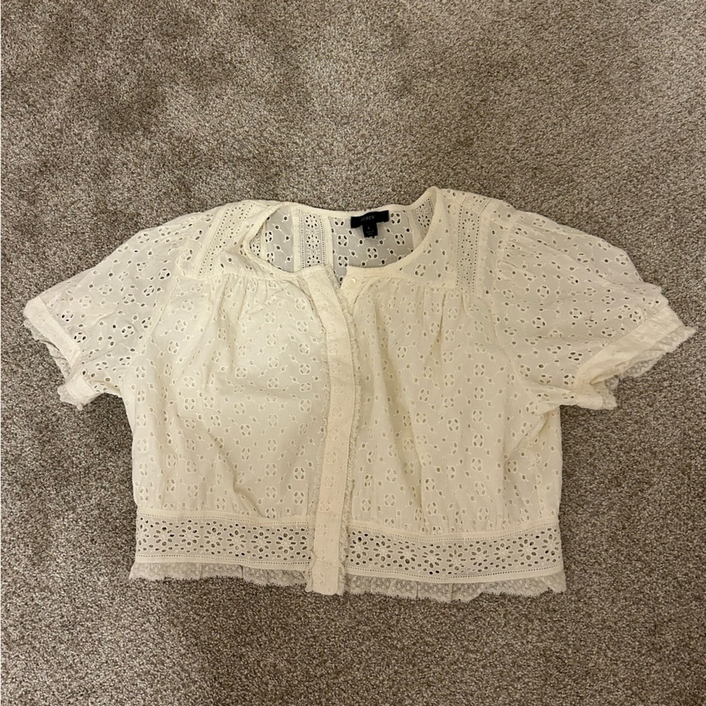 J.Crew White Eyelet Top